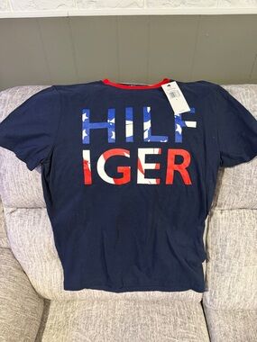 Tommy Hilfiger Navy Short Sleeve Tee with Red, White & Blue Logo